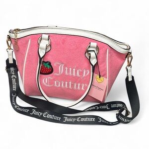 Juicy Couture Pink Velour Bag 🍓 Y2K Shoulder Bag/Tote/Crossbody NEW WITH TAGS